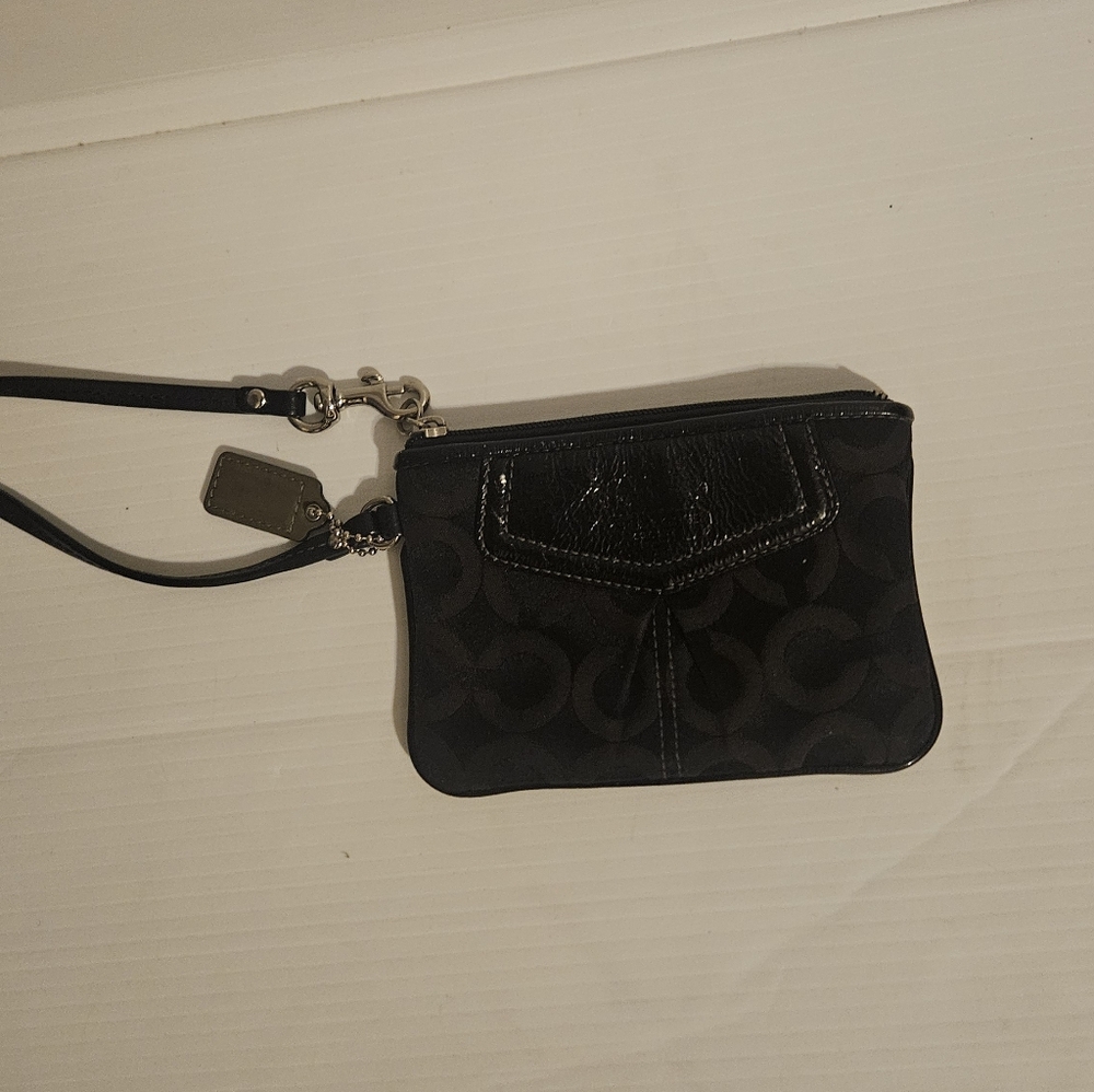 Coach Black Signature Wristlet Clutch
